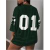 image:imageWomens Number Graphic Mesh Oversized Jersey Shirts Y2K Half Sleeve V Neck Athletic ShirtsMulticolor