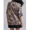 image:imageWomens Number Print Mesh Oversized Jersey Shirts Striped Trim Half Sleeve Baggy Camo Graphic TeesMulticolor