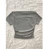 image:imageWomens Off The Shoulder Y2K Letter Graphic Tops Short Sleeve Tees Fitted Retro Vintage Summer T ShirtsLight Grey