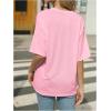 image:imageWomens Rhinestone Sequin Bowknot Graphic Tees Short Sleeve Crewneck Summer Tops Going Out T ShirtBright Pink