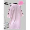 image:imageWomens Satin Jersey Shirts Bowknot Number Graphic Tees Short Sleeve V Neck Sports T Shirt StreetwearLight Pink