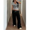 image:imageWomens Sparkly Rhinestone Goth T Shirts Short Sleeve V Neck Tight Shirt Summer Going Out Crop TopsGrey