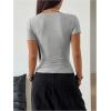 image:imageWomens Sparkly Rhinestone Goth T Shirts Short Sleeve V Neck Tight Shirt Summer Going Out Crop TopsGrey