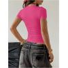image:imageWomens Sparkly Rhinestone Goth T Shirts Short Sleeve V Neck Tight Shirt Summer Going Out Crop TopsHot Pink