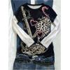 image:imageWomens Sparkly Rhinestone Goth T Shirts Short Sleeve V Neck Tight Shirt Summer Going Out Crop TopsMulticolor Black