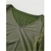 image:imageWomens Tie Front V Neck Sheer Mesh Tops Long Flounce Sleeve Asymmetrical Hem T ShirtGreen