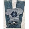 image:imageWomens Y2K Hibiscus Floral Graphic Tees Short Sleeve Ruched Off The Shoulder Tops Cute T ShirtsLight Grey