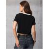 image:imageWomens Y2K Short Sleeve Crop T Shirts Striped Letter Graphic Tees Music Festival Crop TopsBlack White