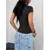 image:imageWomens Y2K Sporty Jersey Shirts V Neck Sleeve Tight Cropped Tees Street Graphic Summer TopBlack
