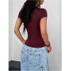 image:imageWomens Y2K Sporty Jersey Shirts V Neck Sleeve Tight Cropped Tees Street Graphic Summer TopBurgundy