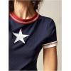 image:imageWomens Y2K Star Patched Crop Tee Tops Short Sleeve Ribbed Summer Vintage Tight ShirtBlue