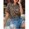 image:imageWomens Y2k Cheetah Print Top Leopard Print Tops Short Sleeve Loose Basic Animal Print Summer T ShirtBrown
