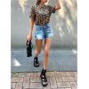 image:imageWomens Y2k Cheetah Print Top Leopard Print Tops Short Sleeve Loose Basic Animal Print Summer T ShirtBrown