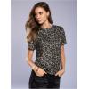 image:imageWomens Y2k Cheetah Print Top Leopard Print Tops Short Sleeve Loose Basic Animal Print Summer T ShirtMulticolor Grey