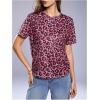 image:imageWomens Y2k Cheetah Print Top Leopard Print Tops Short Sleeve Loose Basic Animal Print Summer T ShirtMulticolor Pink