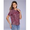 image:imageWomens Y2k Cheetah Print Top Leopard Print Tops Short Sleeve Loose Basic Animal Print Summer T ShirtMulticolor Pink