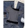 image:imageWomens Y2k Letter Graphic Tees Cold Shoulder Short Sleeve 2 in 1 T ShirtsMulticolor
