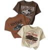 image:imageVintage Graphic Tees for Women Crewneck Slim Fit Crop Tops Summer Tops Trendy 3 PackMulticolor