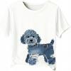 image:imageWomens Beaded Sequin Bowknot T Shirt Short Sleeve Crew Neck Embroidery Trendy Tee Y2k TopsWhite With Blue