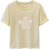 image:imageWomens Beaded Sequin Bowknot T Shirt Short Sleeve Crew Neck Embroidery Trendy Tee Y2k TopsYellow