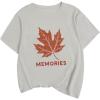 image:imageWomens Graphic T Shirts Short Sleeve Crewneck Maple Print Tee Tops Summer ClothesGrey