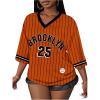 image:imageWomens Mesh Oversized Jersey Shirts Y2K Number Striped Half Sleeve Basketball Football JerseyMulticolor