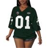 image:imageWomens Number Graphic Mesh Oversized Jersey Shirts Y2K Half Sleeve V Neck Athletic ShirtsMulticolor