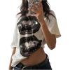 image:imageWomens Off The Shoulder Tops Short Sleeve Lip Graphic Tees Retro Y2K Summer T ShirtsWhite