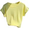 image:imageWomens Textured Tops Crew Neck Short Sleeve T Shirts Casual Summer TopsYellow