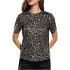 image:imageWomens Y2k Cheetah Print Top Leopard Print Tops Short Sleeve Loose Basic Animal Print Summer T ShirtMulticolor Grey