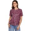 image:imageWomens Y2k Cheetah Print Top Leopard Print Tops Short Sleeve Loose Basic Animal Print Summer T ShirtMulticolor Pink