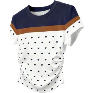 image:imageWomens Beaded Sequin Bowknot T Shirt Short Sleeve Crew Neck Embroidery Trendy Tee Y2k TopsMulticolor Blue