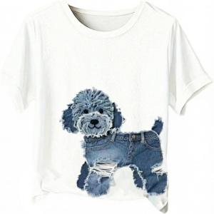 image:imageWomens Beaded Sequin Bowknot T Shirt Short Sleeve Crew Neck Embroidery Trendy Tee Y2k TopsWhite With Blue