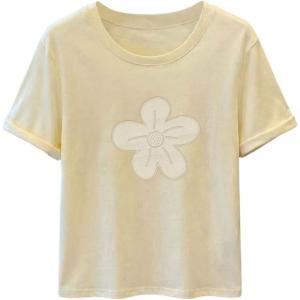 image:imageWomens Beaded Sequin Bowknot T Shirt Short Sleeve Crew Neck Embroidery Trendy Tee Y2k TopsYellow