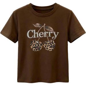image:imageWomens Beaded Sequin Tops Bowknot Bow T Shirt Short Sleeve Crewneck Trendy Tee Top Y2k TopsCheetah Brown
