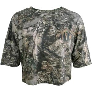 image:imageWomens Camo Crop Tee Tops Branch Print Short Sleeve Crew Neck Cropped TShirts Summer TopGreen