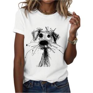image:imageWomens Cartoon Graphic Tees Crew Neck Short Sleeve T Shirts Casual Summer TopsWhite