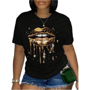 image:imageWomens Cartoon Graphic Tees Crew Neck Short Sleeve T Shirts Y2k Streetwear TopsBlack