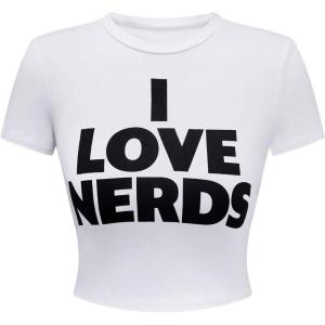 image:imageWomens Cropped Letter Graphic T Shirt Crewneck Short Sleeve Slogan Tee StreetwearPure White