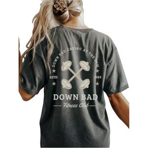 image:imageWomens Letter Graphic Tees Crew Neck Short Sleeve T Shirts Summer OutfitsDark Grey