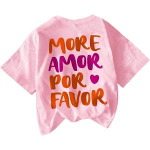 image:imageWomens Letter Graphic Tees Crew Neck Short Sleeve T Shirts Summer OutfitsMix Pink