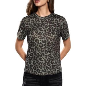 image:imageWomens Y2k Cheetah Print Top Leopard Print Tops Short Sleeve Loose Basic Animal Print Summer T ShirtMulticolor Grey