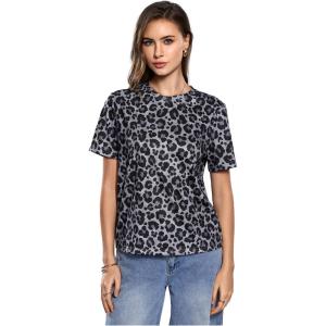 image:imageWomens Y2k Cheetah Print Top Leopard Print Tops Short Sleeve Loose Basic Animal Print Summer T ShirtMulticolor Leopard