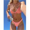 image:imageRoseSeek Womens 2 Piece Gingham Bikini Sets Tie Front Frill Bathing Suit Set Wireless Padded SwimsuitCoral Orange