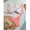image:imageRoseSeek Womens 2 Piece Gingham Bikini Sets Tie Front Frill Bathing Suit Set Wireless Padded SwimsuitCoral Orange