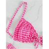 image:imageRoseSeek Womens 2 Piece Gingham Bikini Sets Tie Front Frill Bathing Suit Set Wireless Padded SwimsuitHot Pink