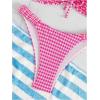 image:imageRoseSeek Womens 2 Piece Gingham Bikini Sets Tie Front Frill Bathing Suit Set Wireless Padded SwimsuitHot Pink