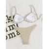 image:imageRoseSeek Womens 2 Piece Gingham Bikini Sets Tie Front Frill Bathing Suit Set Wireless Padded SwimsuitKhaki