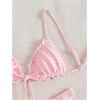 image:imageRoseSeek Womens 2 Piece Gingham Bikini Sets Tie Front Frill Bathing Suit Set Wireless Padded SwimsuitPink