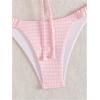 image:imageRoseSeek Womens 2 Piece Gingham Bikini Sets Tie Front Frill Bathing Suit Set Wireless Padded SwimsuitPink